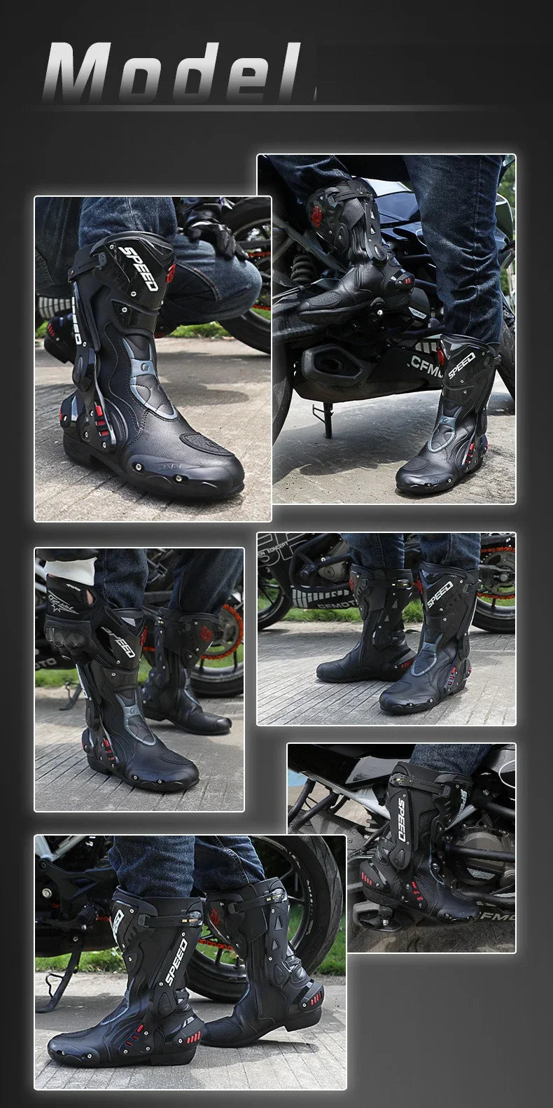 Off-Road Motorcycle Boots Men's Non-Slip Steel Toe Heavy Duty Design with Ankle Support & Shift Pad Shield for Dirt Bike
