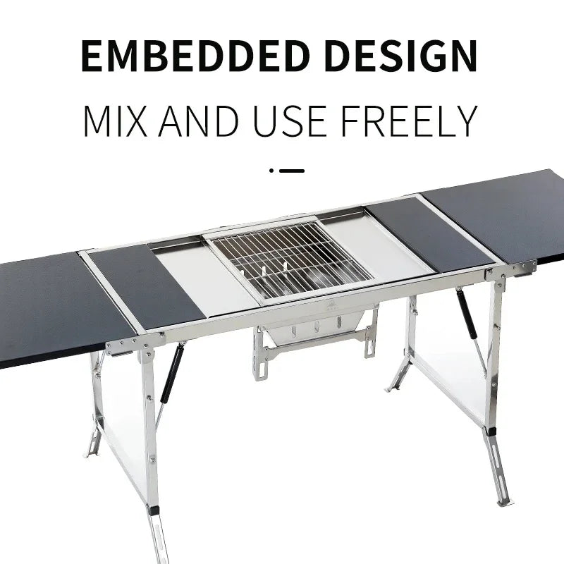 IGT Outdoor Stainless Steel Folding Barbecue Charcoal Grills Portable Camping Small Barbecue Oven Wild Journey