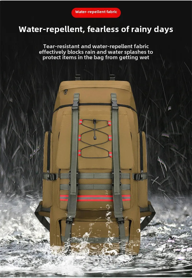 130L Large Capacity Mountaineering Bag Suitable  Outdoor Travel Camping Climbing Adventure Multifunctional Waterproof  Backpack