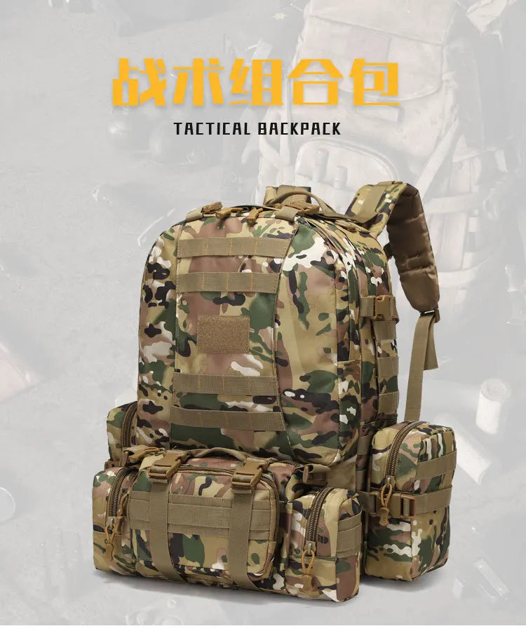Tactical large capacity backpack camping Oxford cloth outdoor military camouflage mountaineering combination backpack