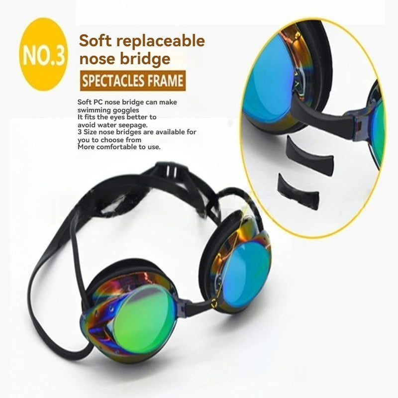 Professional Swimming Goggles Men Women Waterproof Anti-fog Cool Silver Plated Swim Glasses Comfortable Diving Pool Accessories