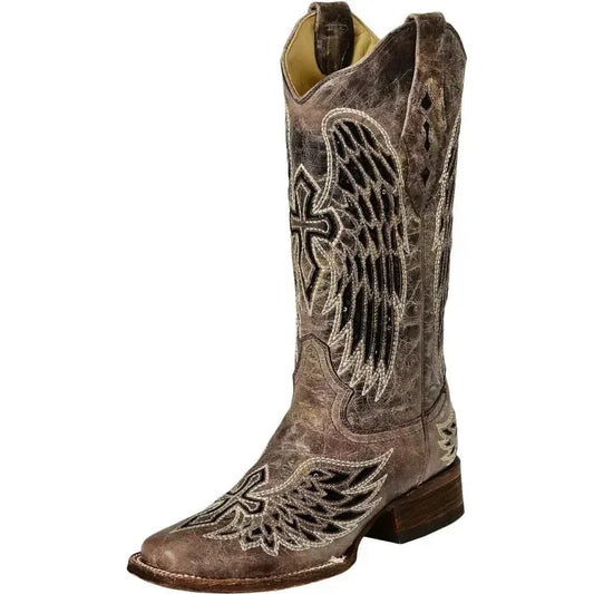 Women Boots Knee High Bohemian Fashion Knight Boot 4CM Square Heel New European And American Women Retro Totem Boots Women Shoe