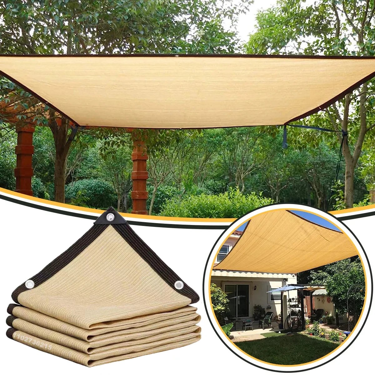 4x5m Beige shading net, UV protection, plant shed, outdoor sunshade, mesh, HDPE sunscreen fabric sunshade