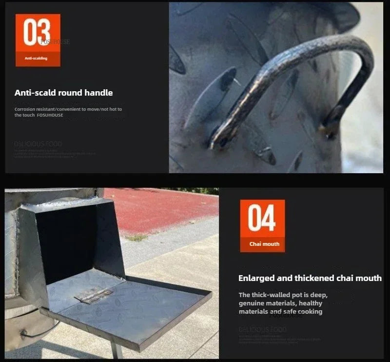 Chimeneas Camping Fire Pit Outdoor Grill Stand Camping Stove Heating Wood Fire Stove Household Rural Portable Brazier Stove