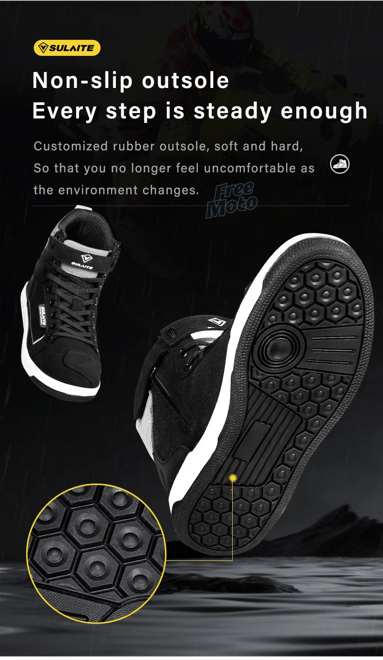 Men's Riding Motorcycle Boots Microfiber Leather Moto Motocross Summer Breathable Anti-fall Rider Road Casual Shoes