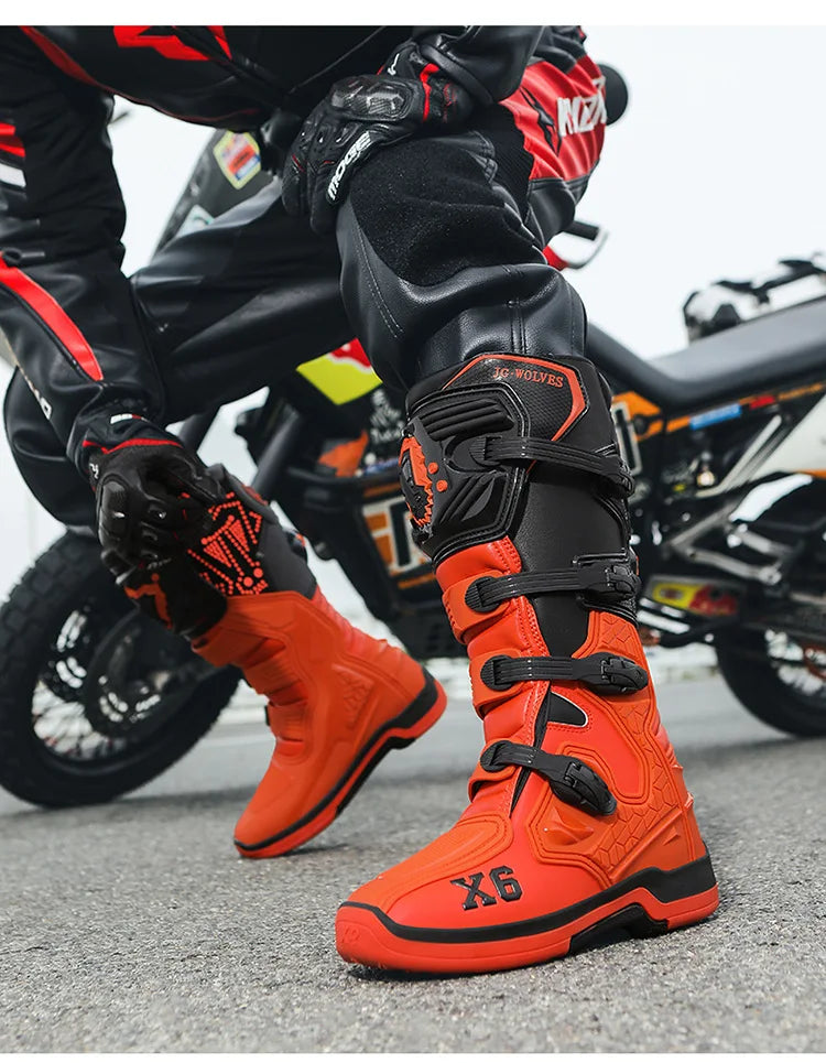Motorcycle Boot Men Women Riding Mid-Calf Ankle Protective Shoes Moto Motorbike Equipment Racing Long Motorcycle Boots Men
