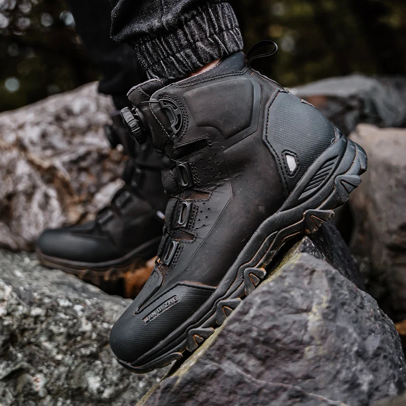 FEHER MQZ Series Motorcycle Boots for Men All-season Protective Wear-resistant Motorcycle Riding Hiking Urban Commuting Shoes