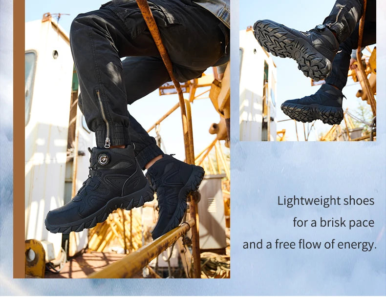 Rotating button Safety Boots Men Outdoor tactical boots Indestructible shoes Puncture-Proof Work Boots Steel toe shoes Sneakers