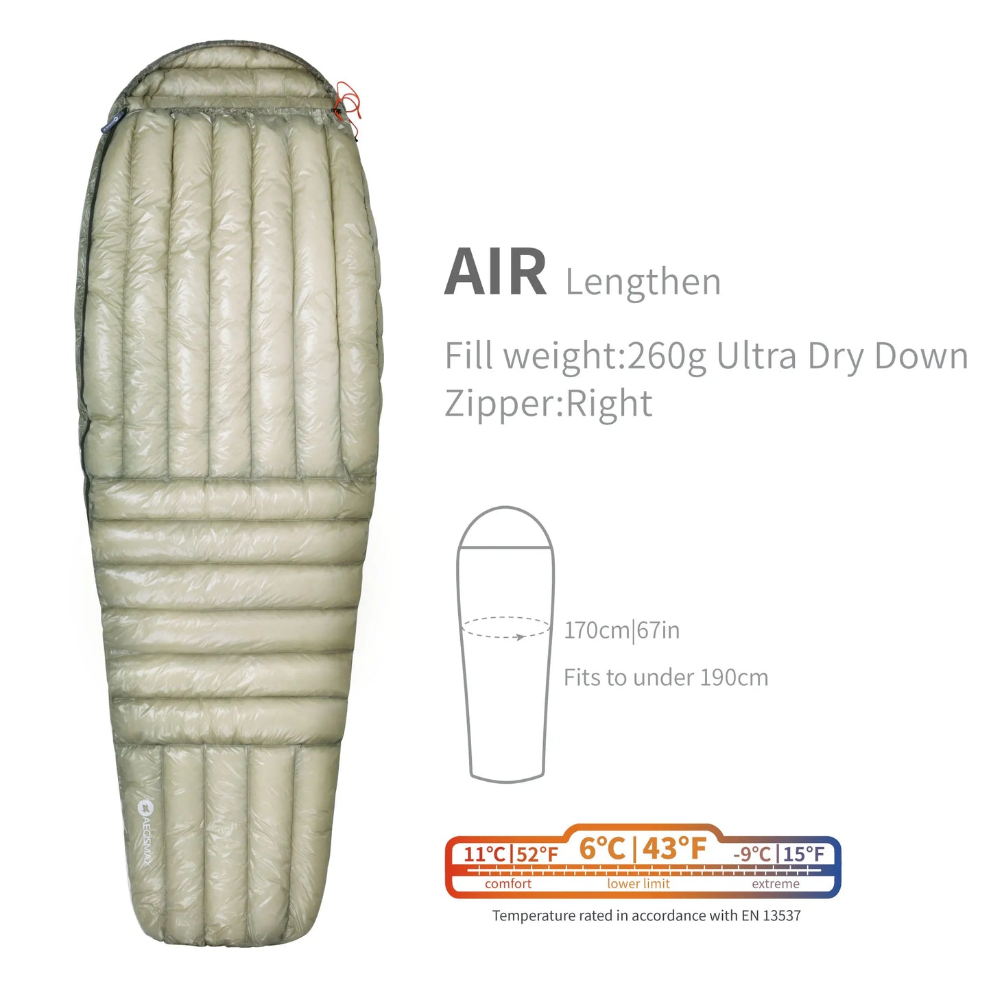 AEGISMAX AIR 10D 800FP Ultra Dry Down Sleeping Bag Ultralight Camping Hiking Tourist Outdoor Nylon Bag Duck Down