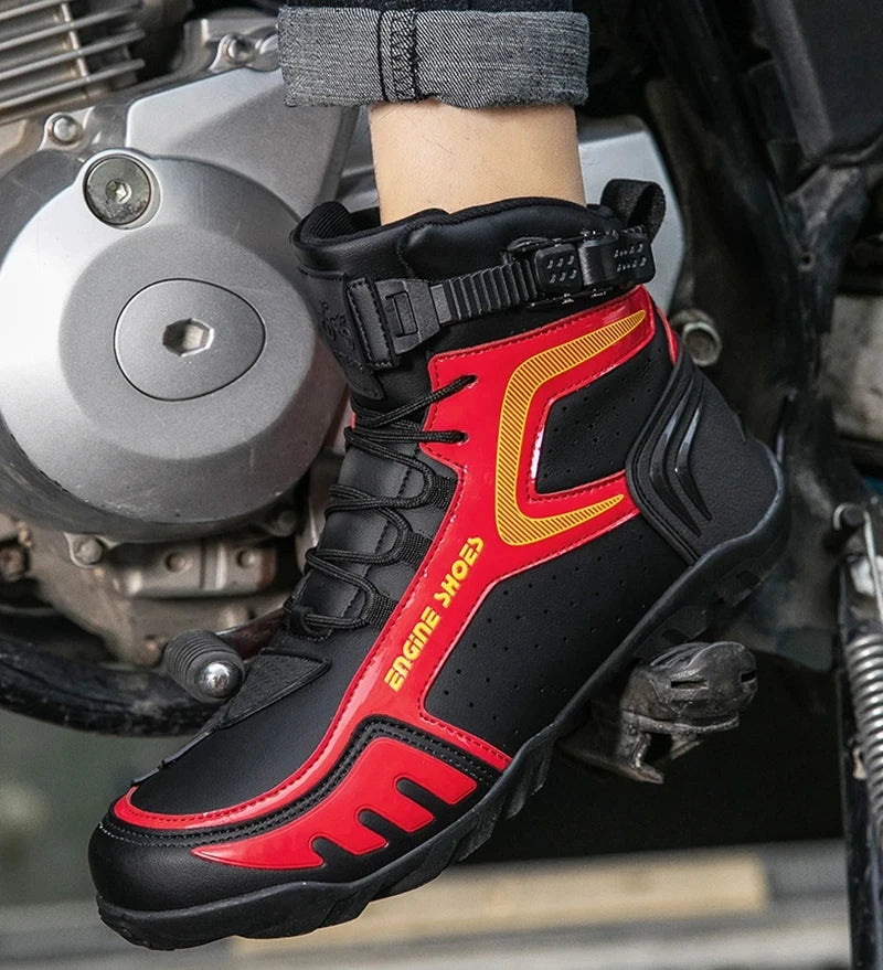 Men Motorcycle Boots Breathable Anti-fall Riders Motorbike Shoes TPU Protection Anti Slip Men's Motocross Bike Riding Boot