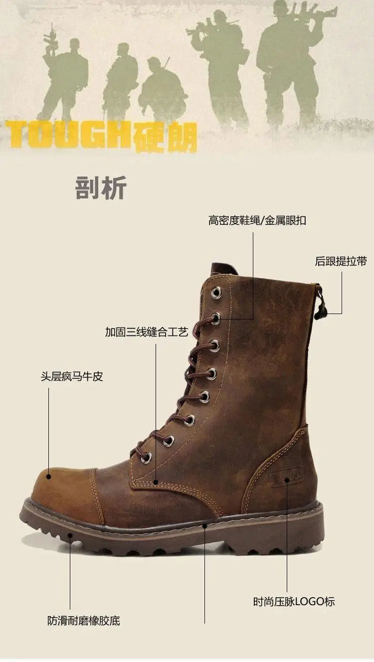 Men's Mid-calf Shoes High Tube Work Shoes Couples Outdoor Motorcycle Boots Large Size Women's Boots Winter Plush Cotton Shoes