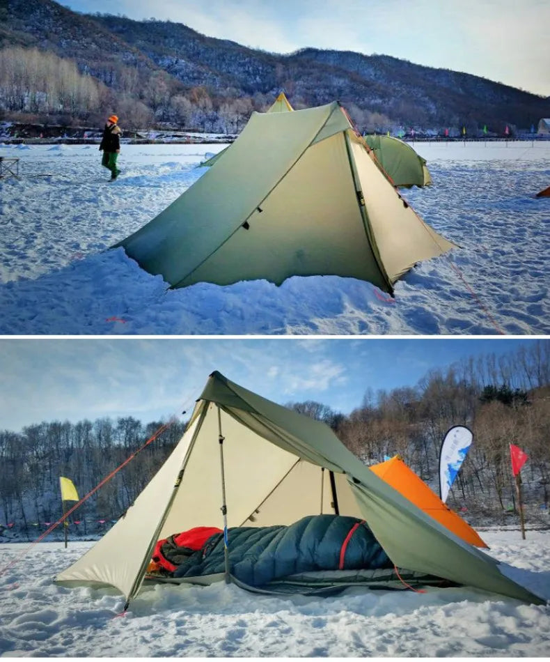 Hikeburger Yuanxing 2P Outdoor Camping Ultralight Tent Tarp Type A Pyramid Double Silicon 20D Nylon Cloth Waterproof Canopy Tent