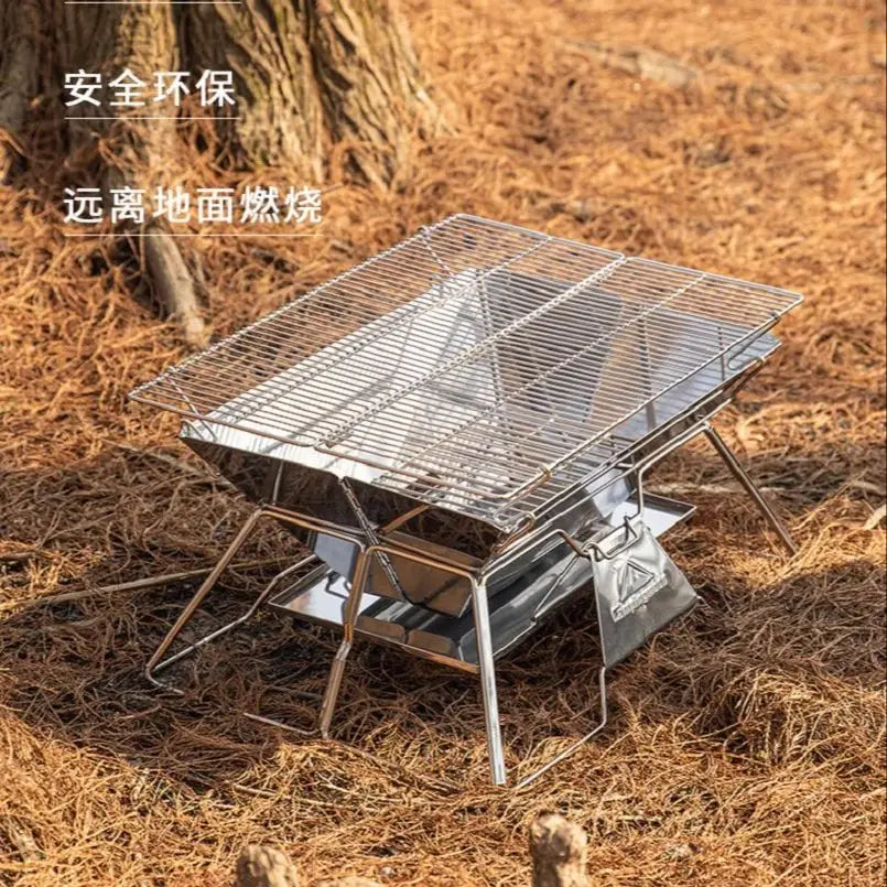 Portable Charcoal BBQ Grill Family Barbecue Roast Stove 2-4 Person Campingmoon MT-3