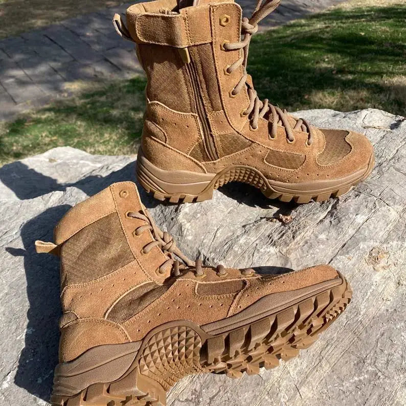 2025 Summer Mesh Breathable Outdoor Men's Ultra-light Wear-resistant High-top Zipper Anti-puncture Desert Mountaineering Boots