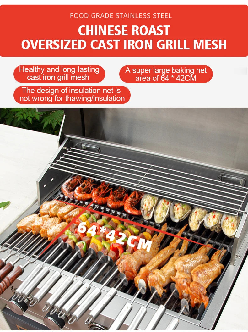 Factory Supply Outdoor Kitchen Professional Stainless Steel 4 Burner Built-in BBQ Gas Grill