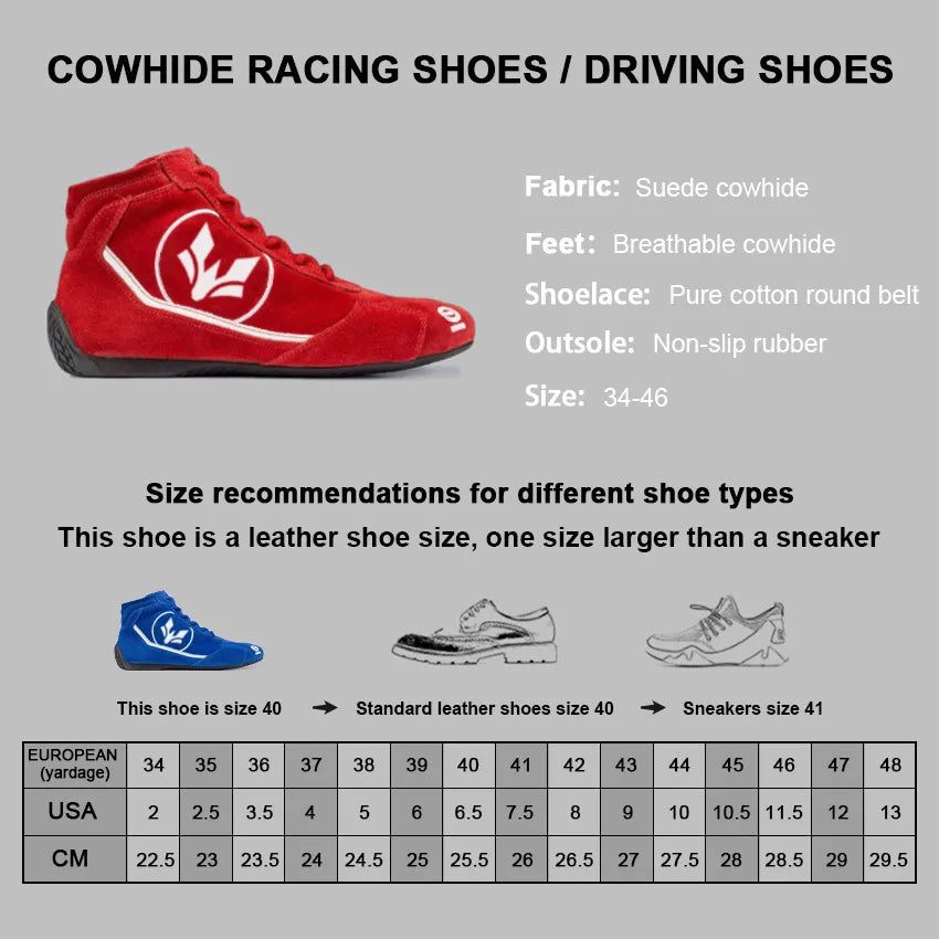 Suede Cowhide Kart Shoes Ankle Protection Off-road Racing Boots FIA Man Woman Retardant Karting Racing Shoes Wear-resistant