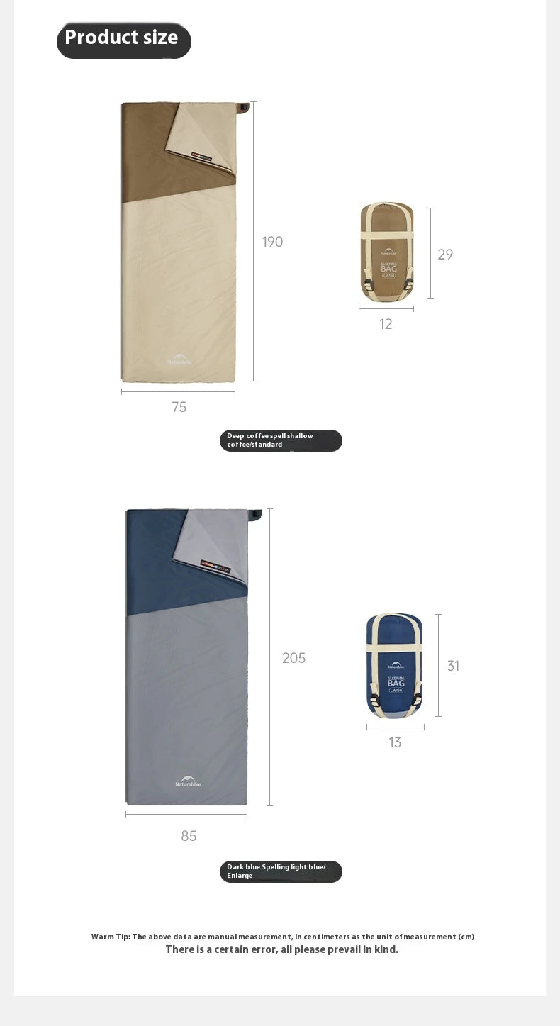 Naturehike 2025 New MINI Sleeping Bag 760g Ultralight Portable Splicing Summer Quilt Outdoor Camping Hiking Cotton Sleeping Bag