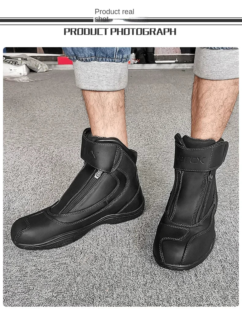 Motorcycle Riding Boots Men's Anti-slip Wear-resistant Locomotive Cycling Shoes Comfort Waterproof Anti-drop Four Seasons