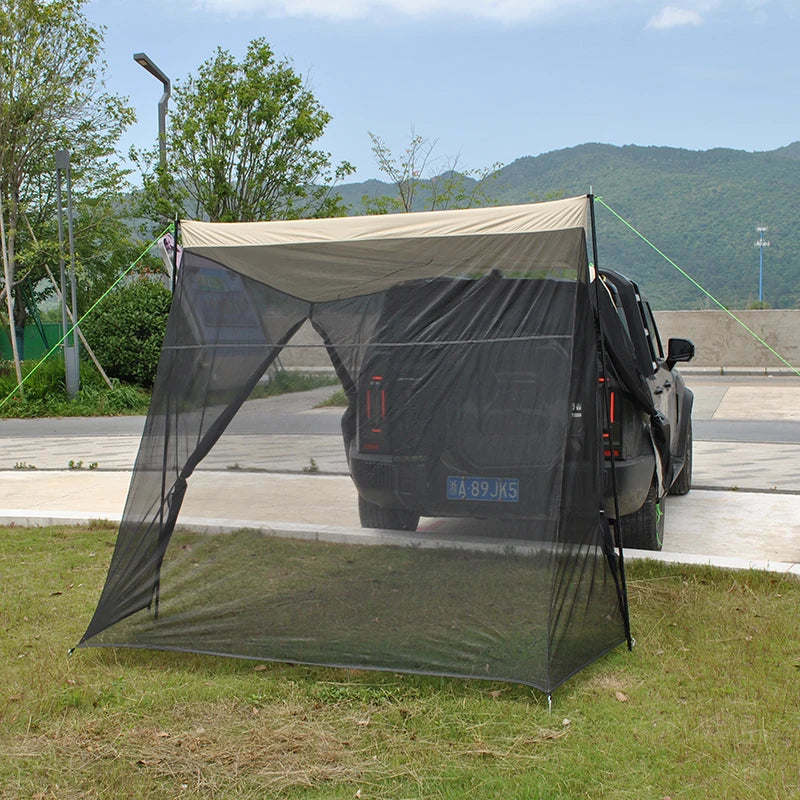 SUV Rear Tent with Mosquito Net – 4-Person Sun Shelter & Quick-Setup Car Canopy for Family Camping, Outdoor Adventures