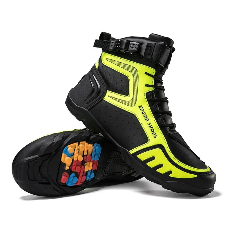 Men Motorcycle Boots Breathable Anti-fall Riders Motorbike Shoes TPU Protection Anti Slip Men's Motocross Bike Riding Boot
