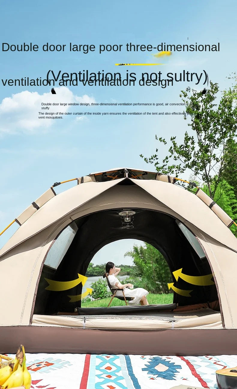2 3 4 Person Outdoor Camping Family Automatic Waterproof Quick Opening Tent Mosquito Proof Party Portable Beach Hiking Cycling