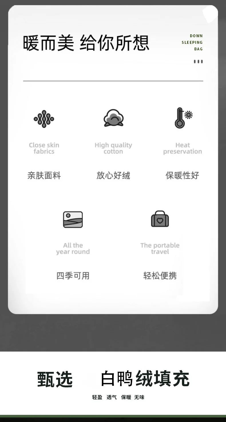 Lightweight Subzero Sleeping Bag Portable Thermal Mummy Hiking Outdoor Backpacking Rectangular Waterproof Winter Hood Camping