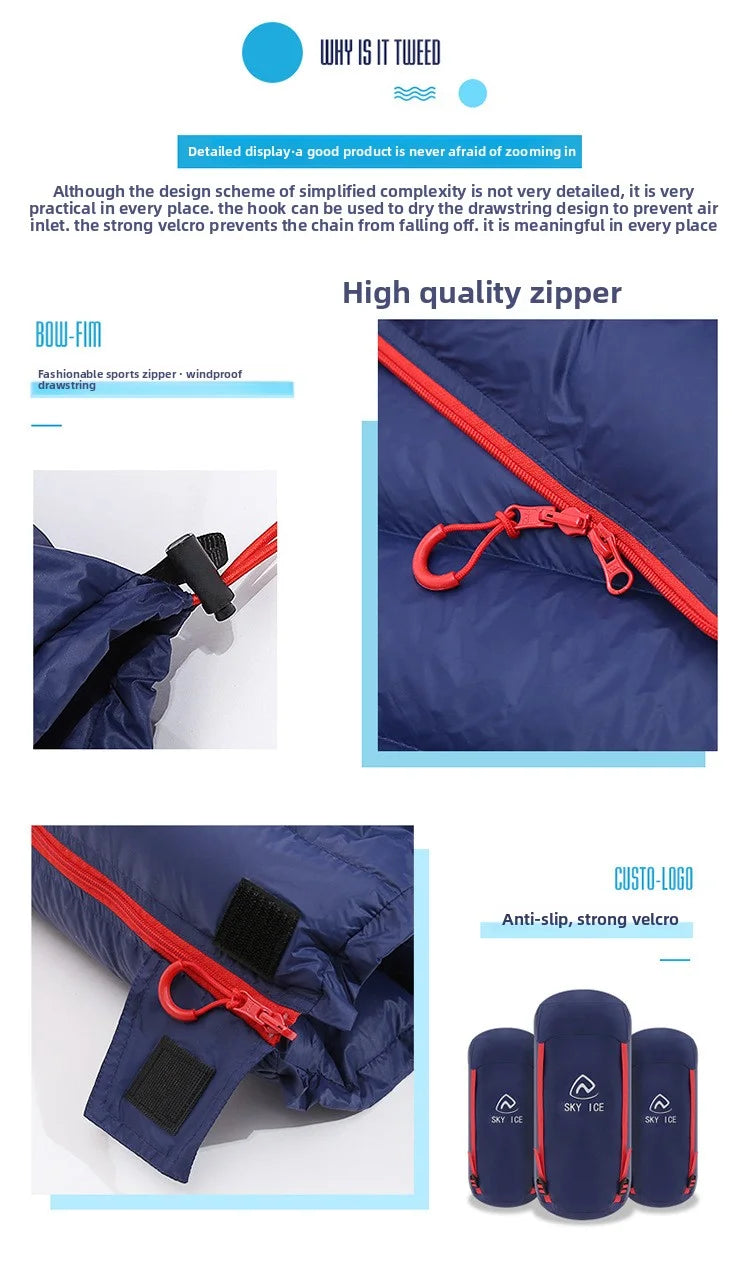 SKY ICE Lightweight Down Sleeping Bag White Goose Down Camping Portable