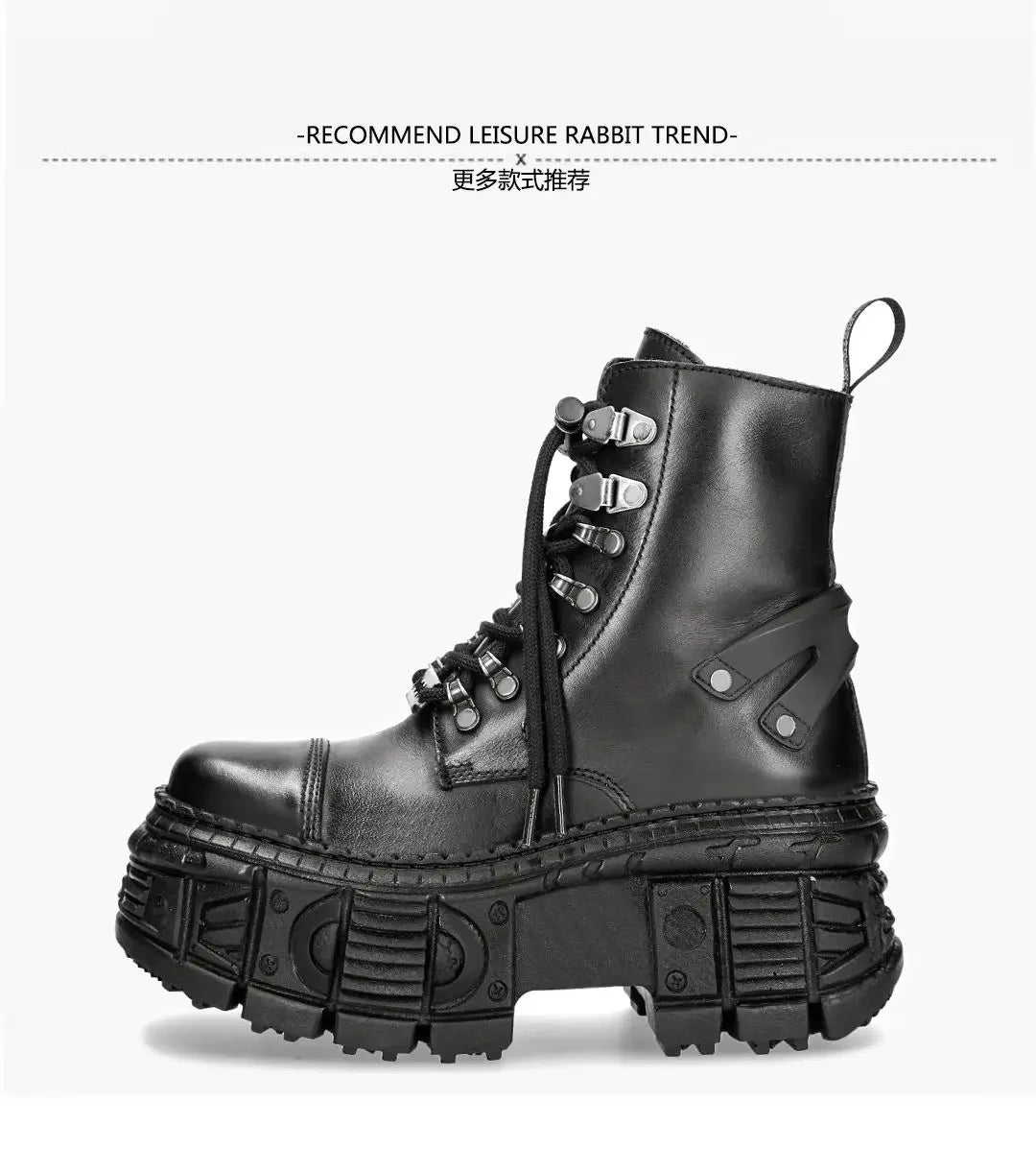 2025 Men's and Women's Retro Spanish Mid-Calf Dark Metal Punk Same Style Below The Knee Platform Popular Street Shooting Boots