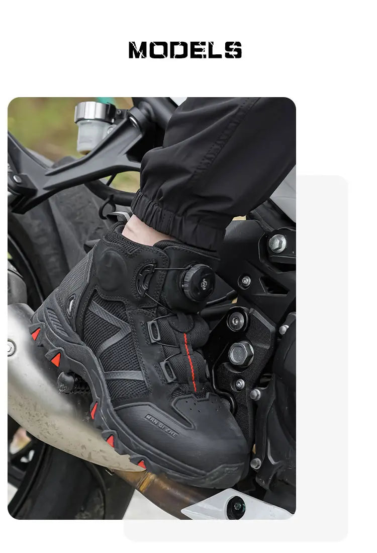 FEHER Motorcycle Boots BOA System CE Level 2 Foot Protection Hiking Shoes Waterproof All Season for Rider and Wilderness Climber