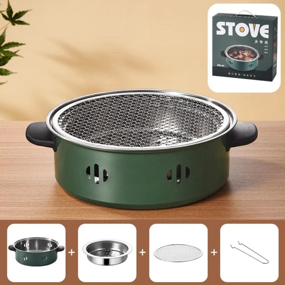 New Stainless Steel Barbecue Grill Multifunction Beige Green Black BBQ Stove Non-stick Barbecue Stove Barbecue Supplies