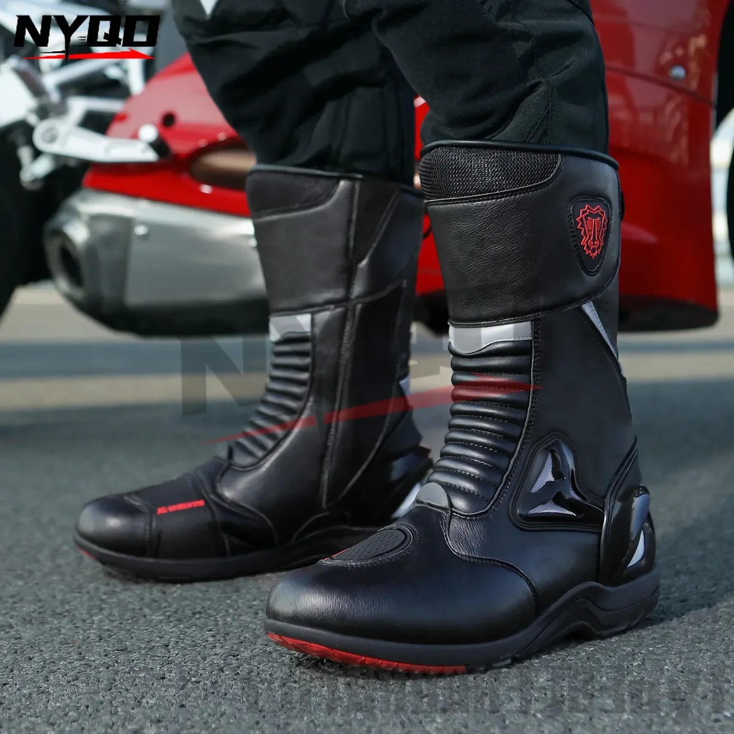 Motorcycle Boots for Men Women Riding Mid-Calf Ankle Protective Shoes Racing Long Boot Anti Slip Waterproof Moto Equipment