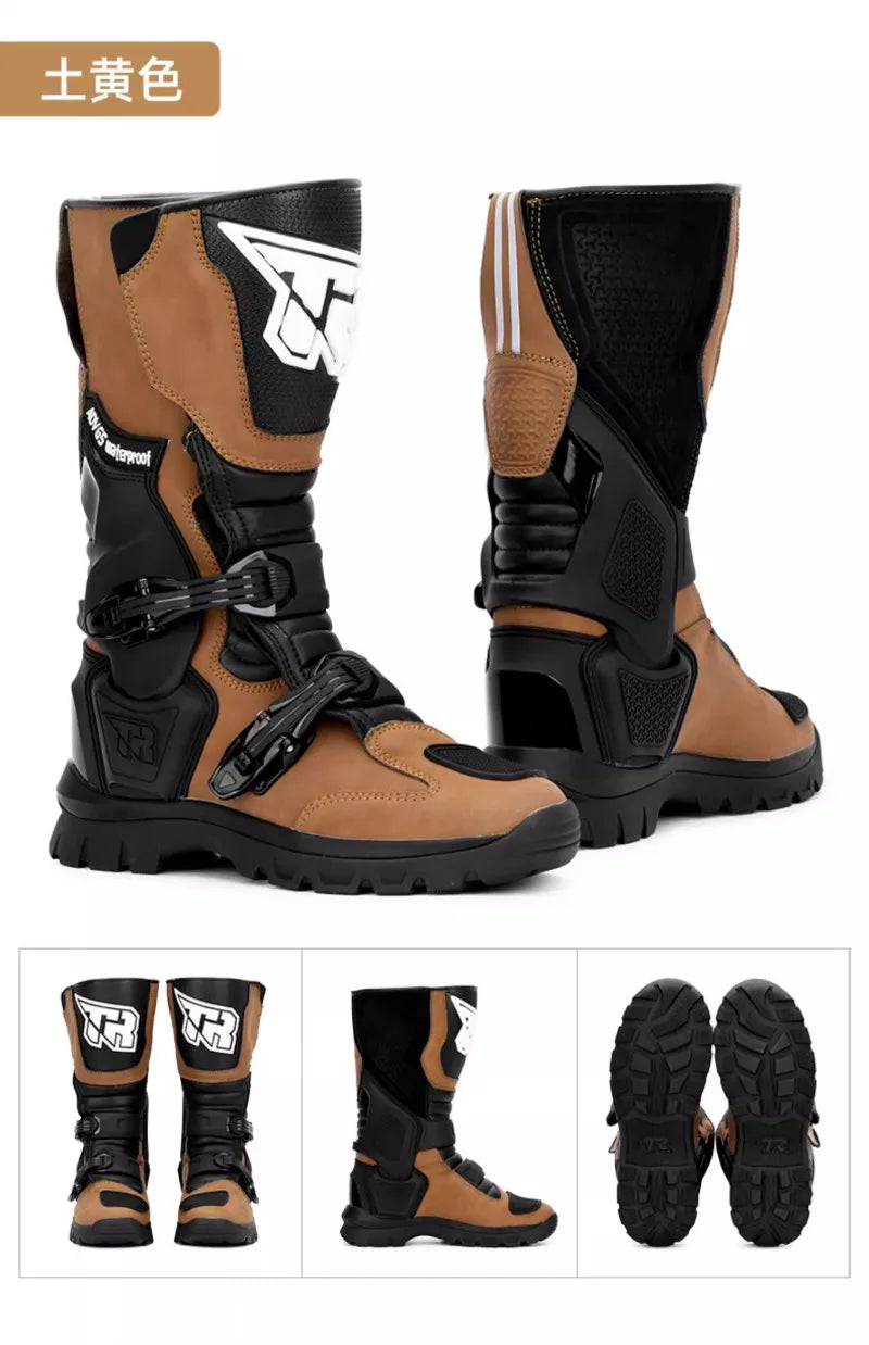 2025New Tiger G5 ADV Motorcycle Boots Black Khaki Off-road Rally Boots Microfiber Waterproof Bota Masculina Adventure Bike Botas