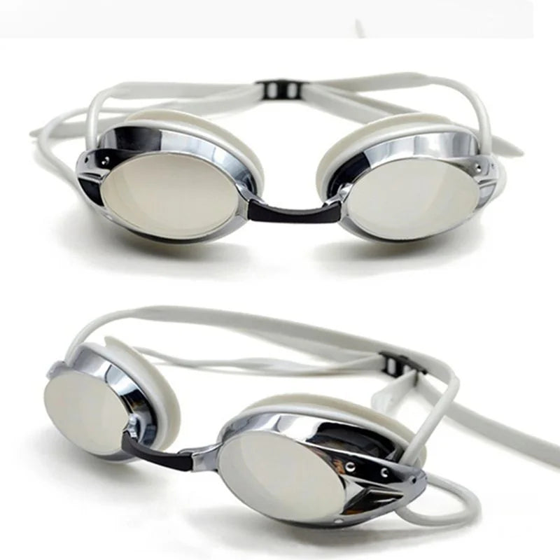 Professional Swimming Goggles Men Women Waterproof Anti-fog Cool Silver Plated Swim Glasses Comfortable Diving Pool Accessories