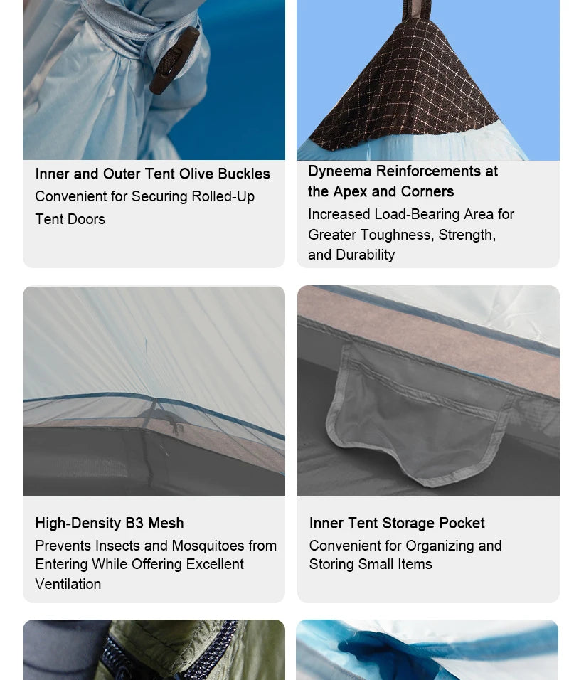 EMER 2 Person 1 Person Outdoor Ultralight Camping Tent 4 Season Professional 20D Silnylon Rodless Tent Hiking Portable Tent