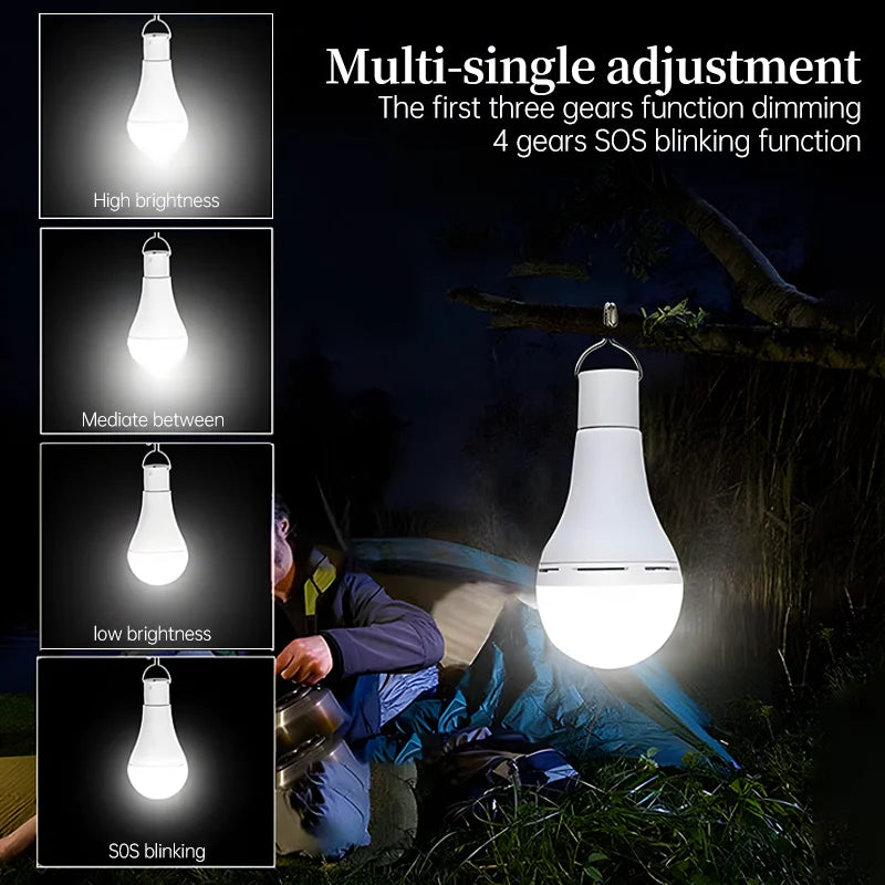 7W/9W LED Solar Lamp Bulb Hanging Solar Lights For Outdoor Camping And Fishing Emergency Sunlight Powered Lamp With Remote