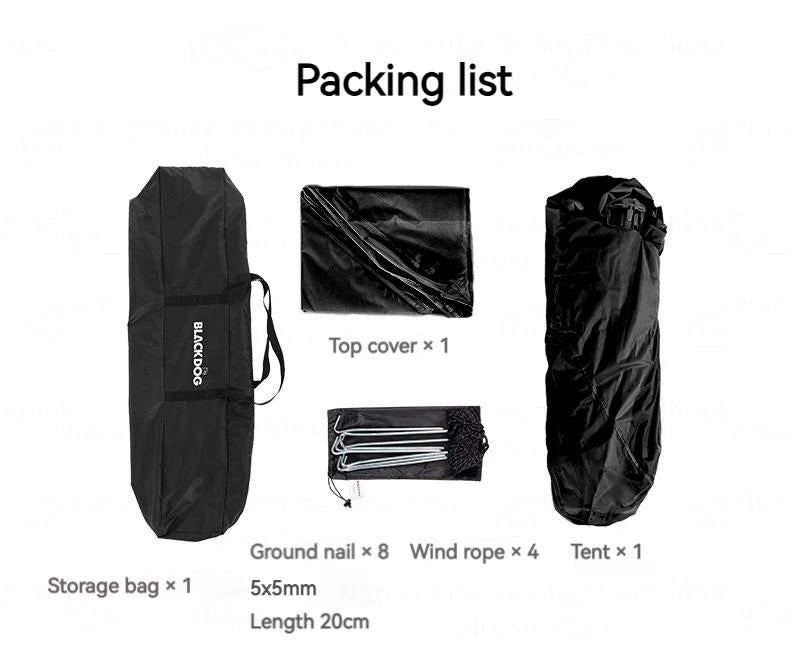 Naturehike BLACKDOG Automatic One-touch Tent Quick Open Two Door Four Window Camping Outdoor Black Coated Waterproof Thickened