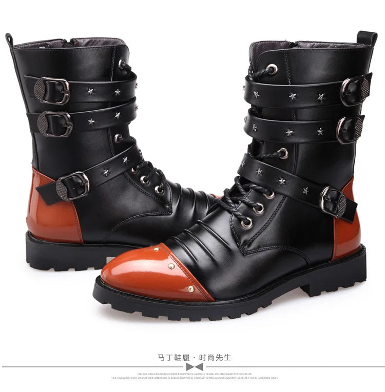 Men's boots winter warmth velvet function metal high-tube cycling boots height-increasing shoes motorcycle boots black 37-48