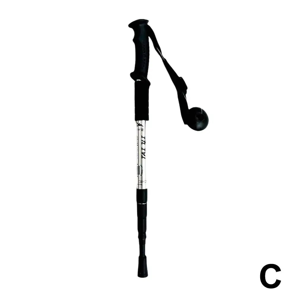 4 Section Trekking Poles Non-slip Wear-resistance Walking Stick Aluminium Alloy Ergonomic Handle Design Foldable Crutches Hiking