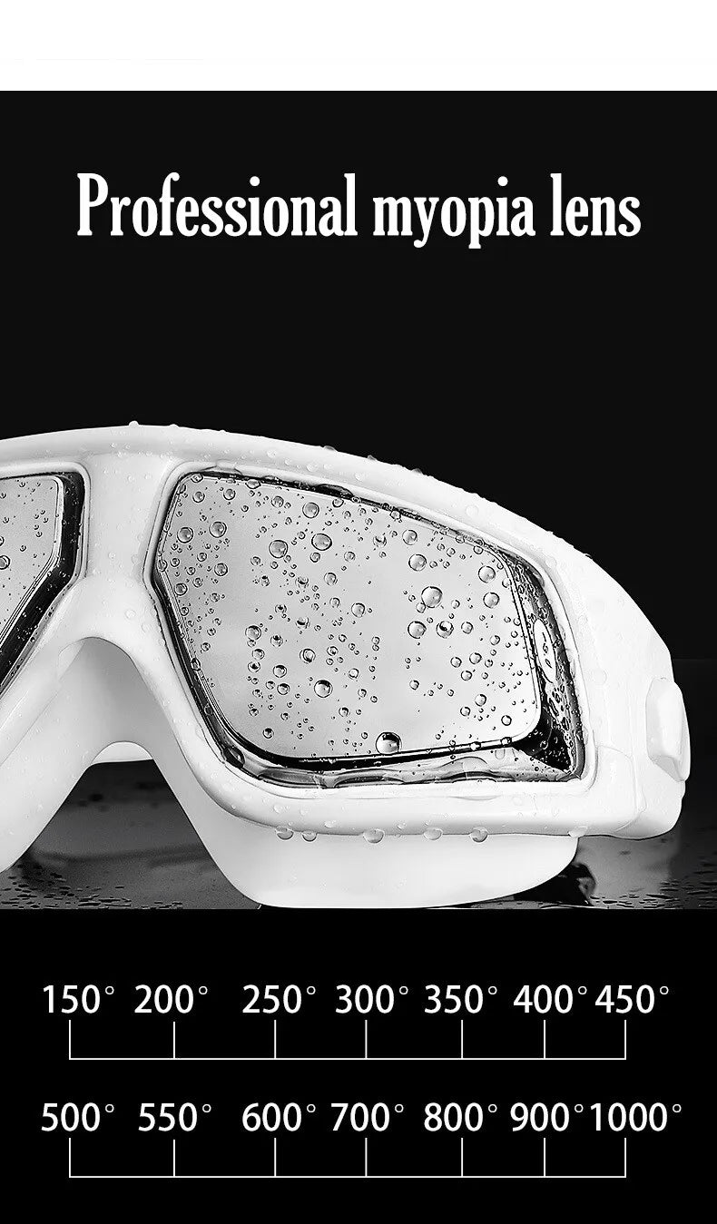 Queshark Men Women Adult -1.5 To -10.0 Myopia Swim Eyewear Silicone  Anti Fog Swimming Goggles Custom Different  Left Right Eyes