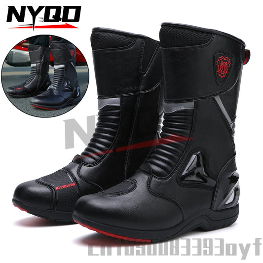 Motorcycle Boots for Men Women Riding Mid-Calf Ankle Protective Shoes Racing Long Boot Anti Slip Waterproof Moto Equipment