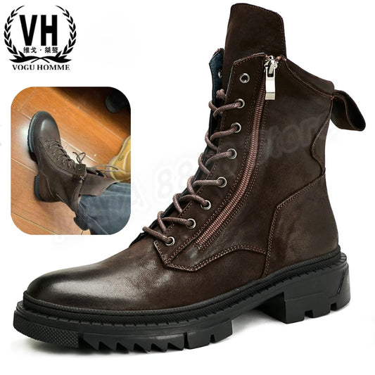 Retro Leather Motorcycle Riding Boots Riding Boots British Cool Man Handmade High-top Winter Work Shoes