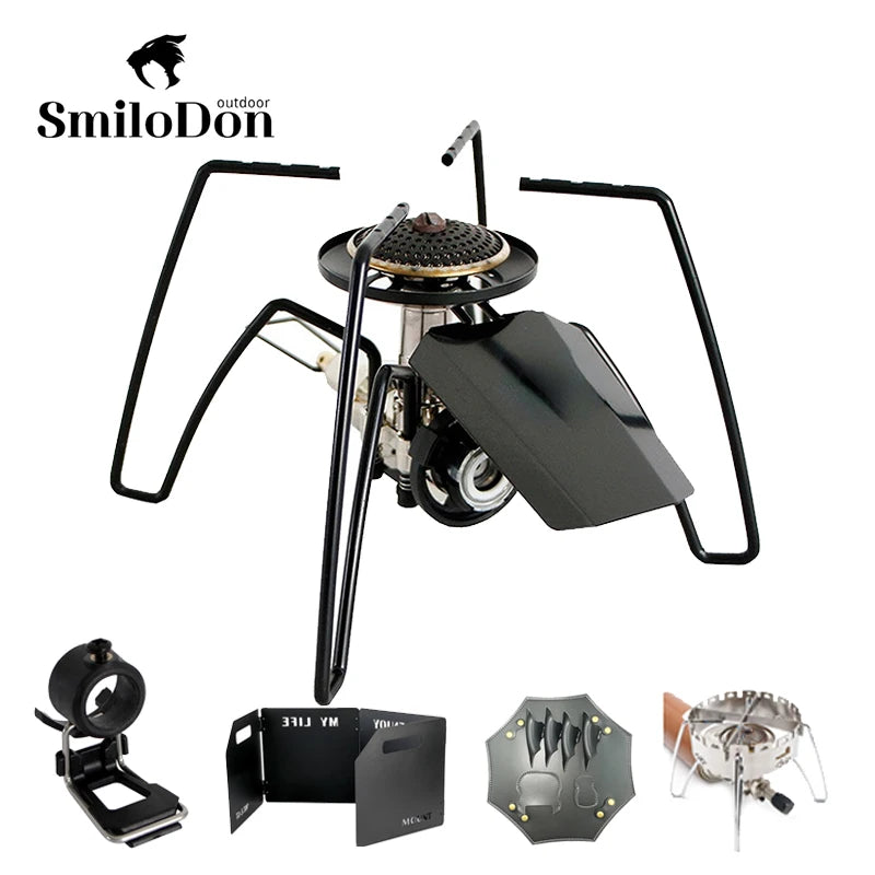 Windproof and Anti-Scald Camping Stove  Outdoor Tourist Burner Parts  Spider Stove  Backpack  Hiking Gas Furnace