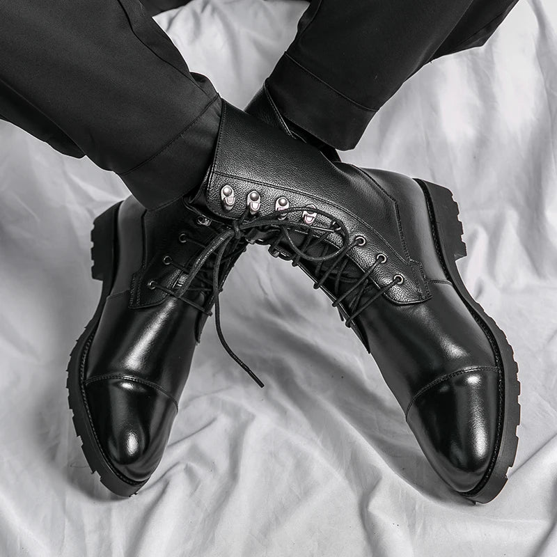 2024 genuine leather boots, ankle boots, and high shoe uppers for outdoor work and leisure, motorcycle military combat boots