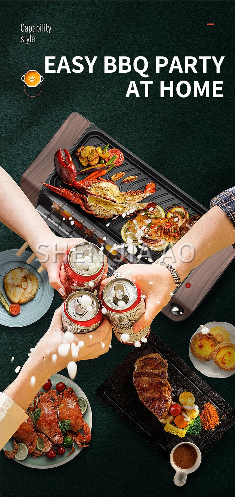 Household Automatic Rotating Smokeless Home Barbecue Hot Dog Automatic Rotating Barbecue Machine Mutton Skewers Barbecue Machine