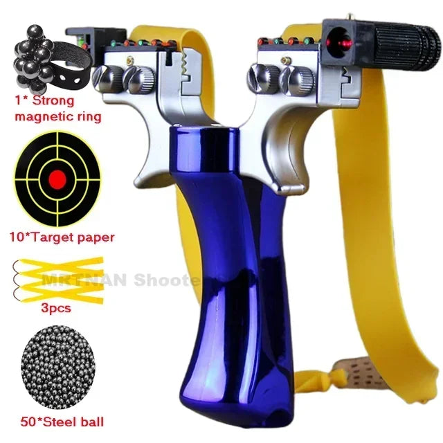 Powerful Laser Slingsshot Upgrade Outdoor Shooting Catapult Double Screw Quick Pressure Rubber Band Hunting Slingshot