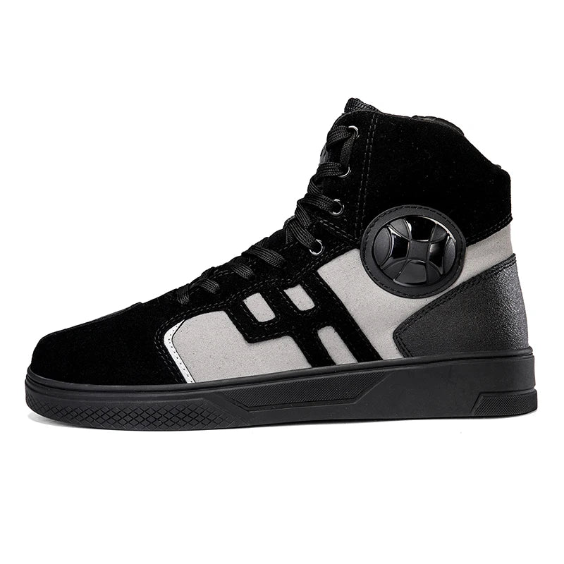 NEW Men's Leather Motorcycle Shoes Anti Slip Wear-resistant Motos Protective Boots Breathability Motocross Racing Riding Shoes