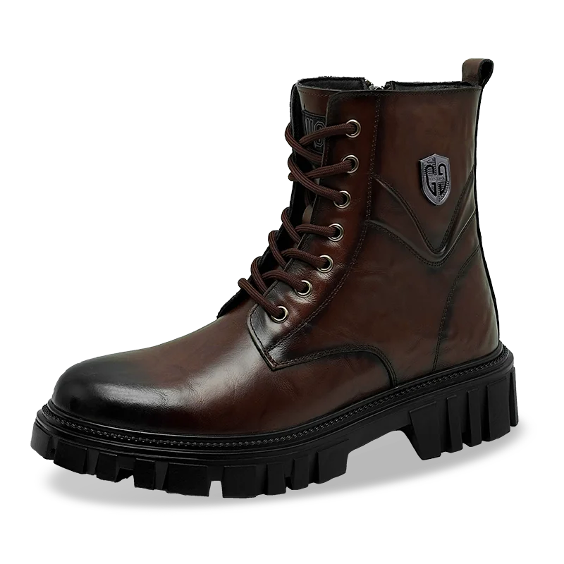 High Quality Brand Men's Leather Casual Shoes Outdoor Workwear Shoes Thick Soled Wear-resistant Men's Motorcycle Boots Handsome