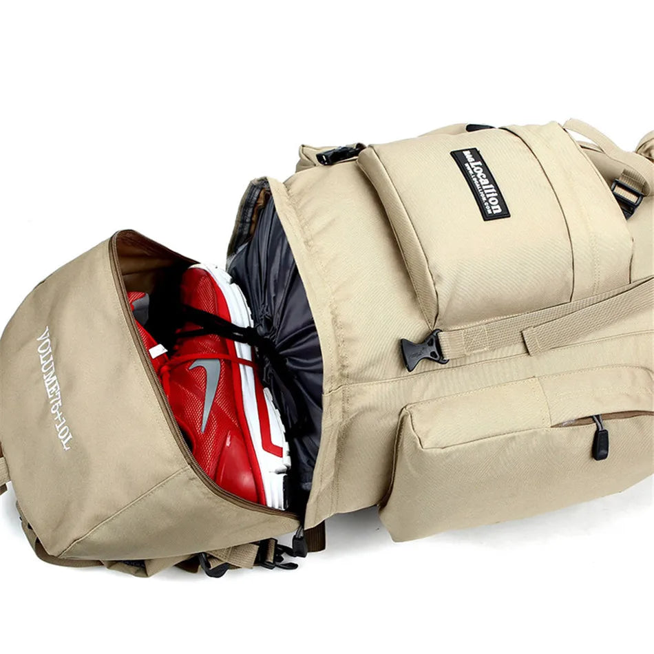 85L Hiking Bag Large Capacity Military Tactical Backpack Outdoor 900D Waterproof Wear-resistant Camping Travel Luggage Rucksack