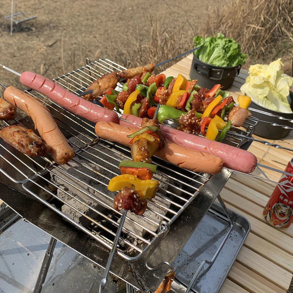 Camping Wood Stove Brazier Camping Fire Wood Heater Portable Folding Hike Barbecue BBQ Charcoal Grill Stand