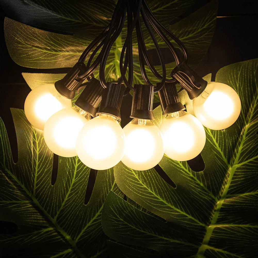 Waterproof G40 Led Lights Decoration EU 220V US 110V String Light Warm White Frosted White Wedding Party Garden Lights Outdoor